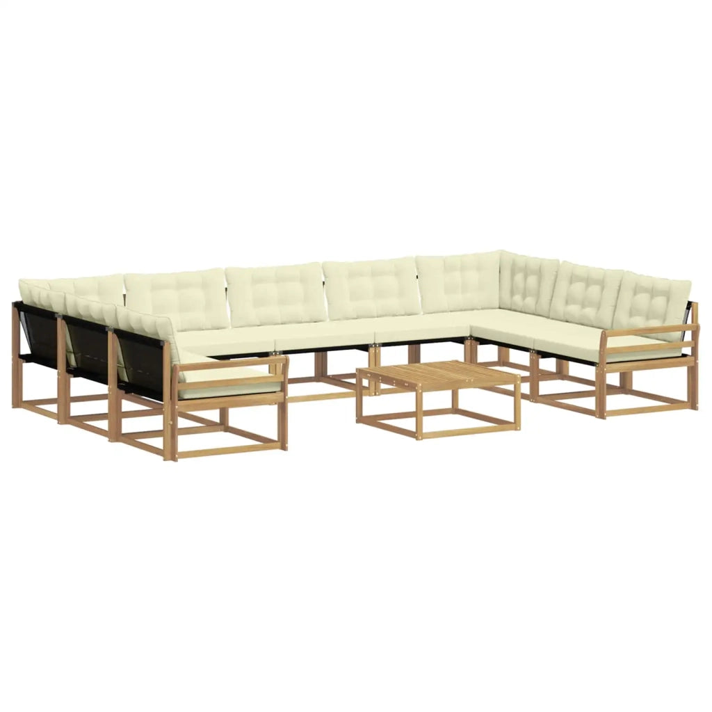 Set di divani da esterno 10 pz Bianco e Crema 3389092