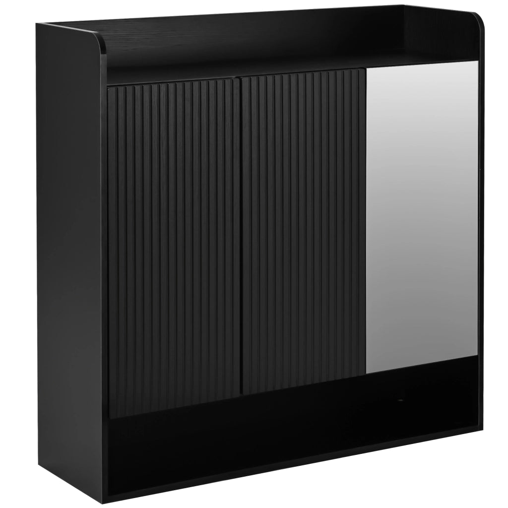 Scarpiera con Specchio Intero e Struttura a Righe Nere ¨C Xylo ¨C Nero, Multiripiano