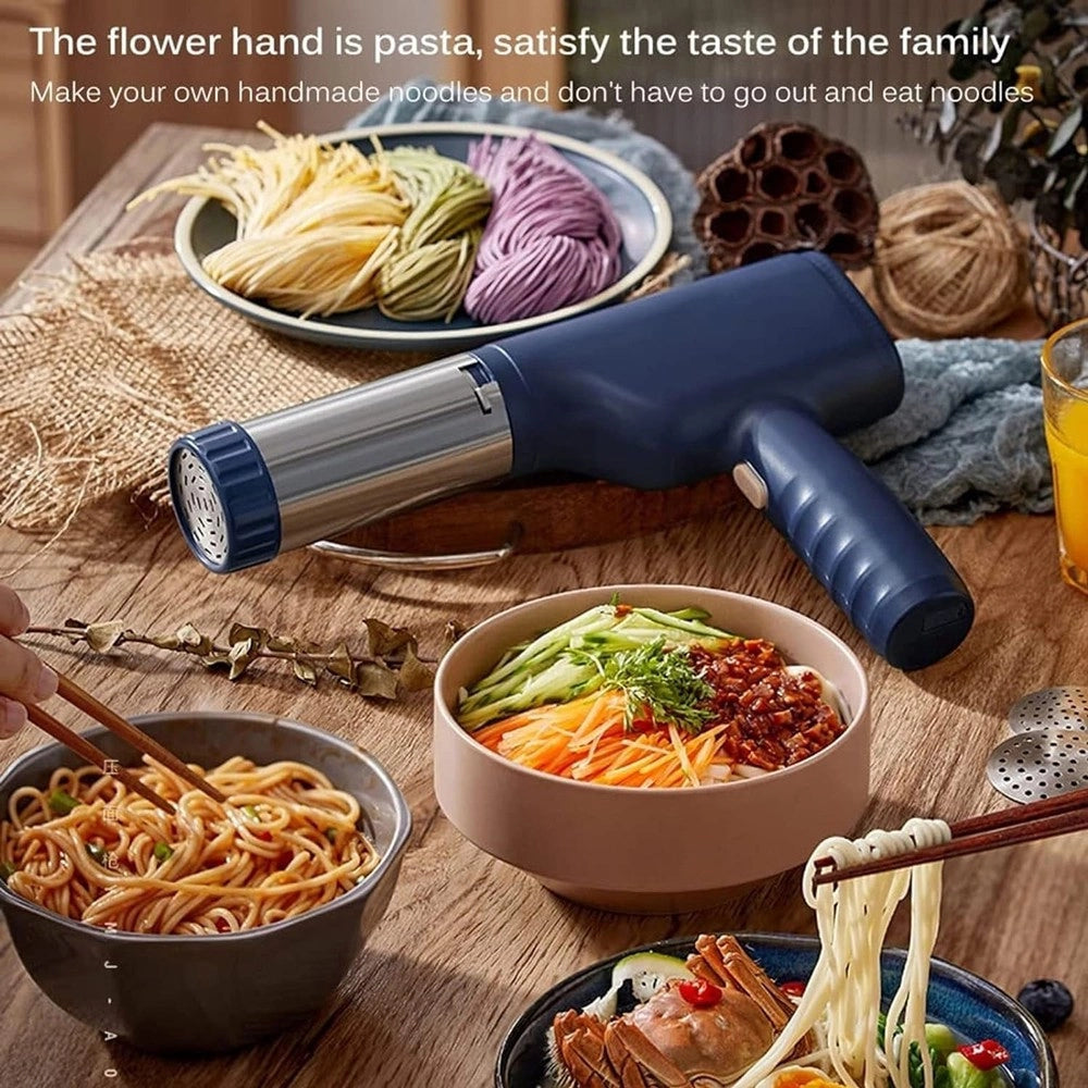 Trade Shop - Macchina Per Pasta Elettrica Wireless Automatica Portatile Cucina Con 3 Stampi -