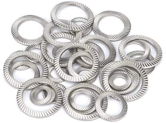 Raccordi di chiusura Antiscivolo - Acciaio inossidabile - Disco dentato - Raccordi di chiusura - M2,5 x 4,8 mm - 90 pezzi - Duraturo - Raccordi di chiusura di sicurezza