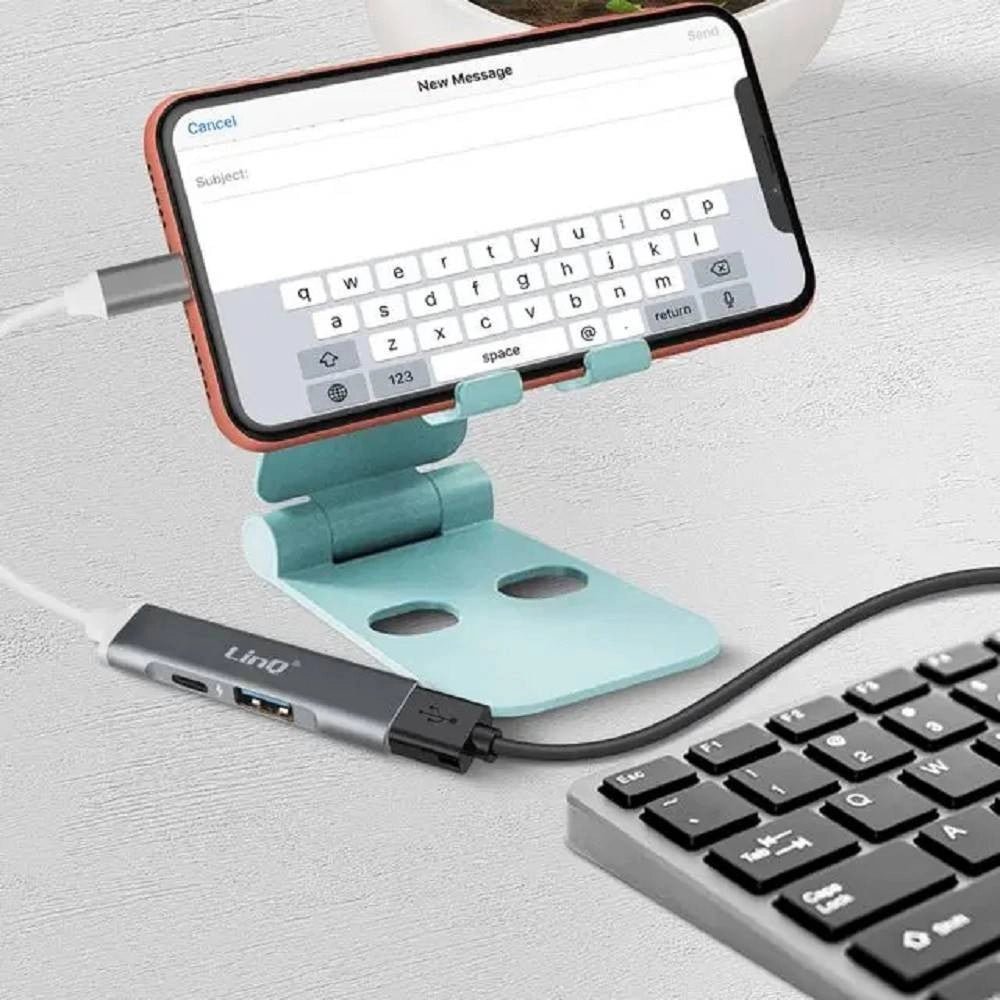 Trade Shop - Convertitore Otg Connettore Lightning A Lightning + 2xusb 3in1 Hub Iphone Ip7942 -