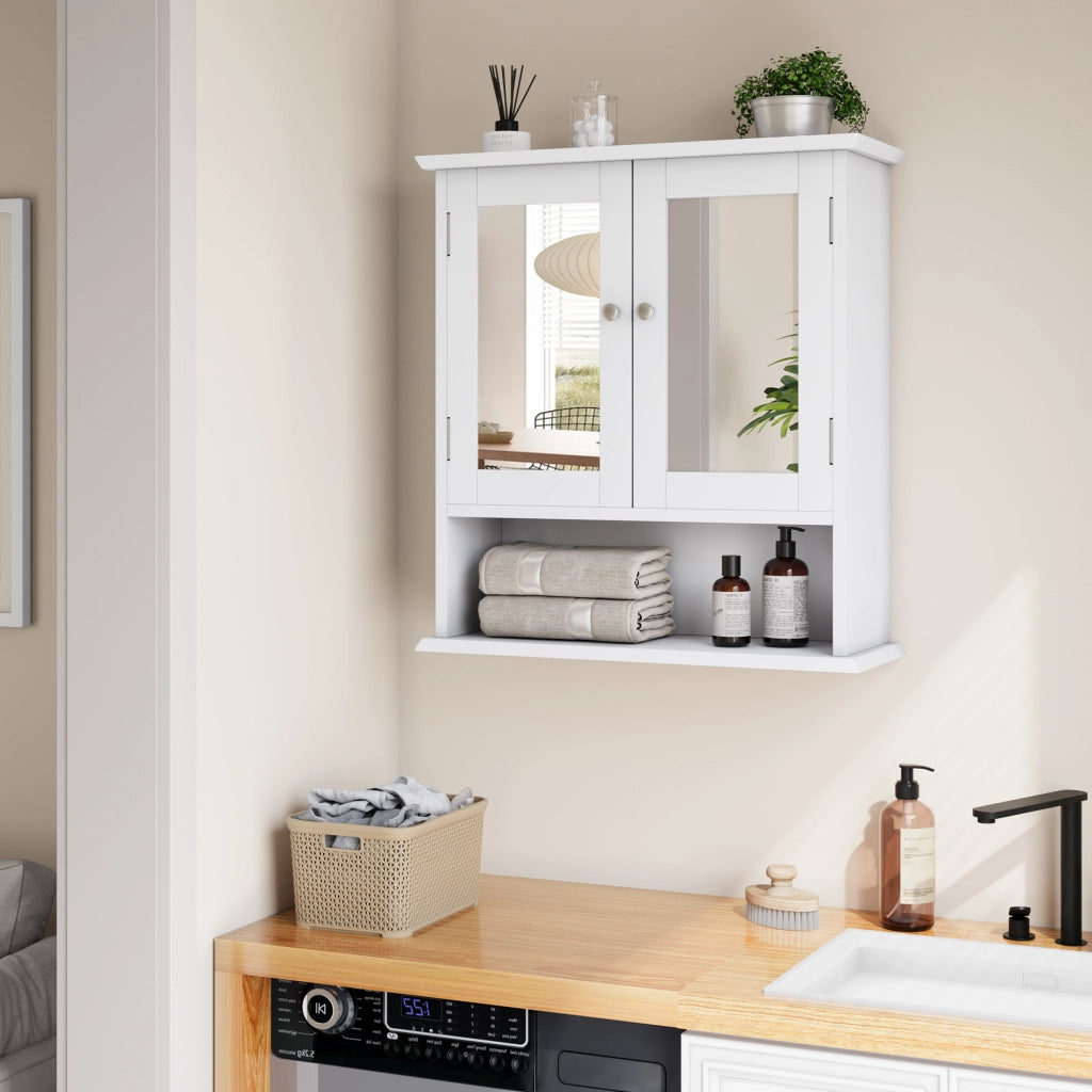 ARMADIO DA BAGNO con specchio 54,6 x 19,8 x 60 cm Bianco MDF