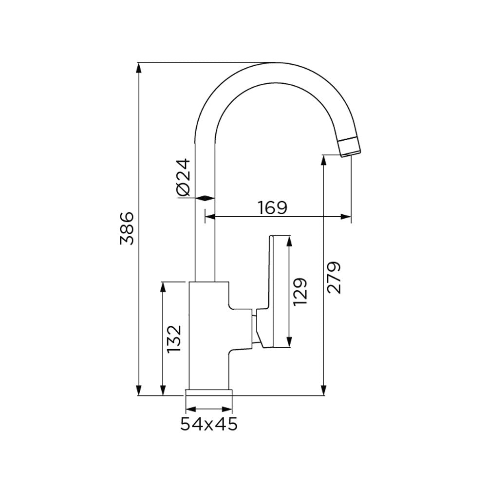 Miscelatore serie eden monocomando lavello bocca alta, finitura cromata