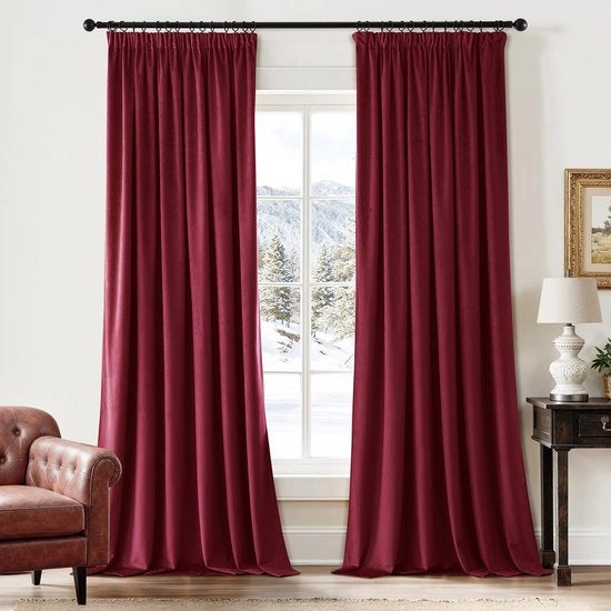 Set a doppio di tende di velluto verdusteranti con alta densità e materiali di alta qualità per decorazione di finestre
