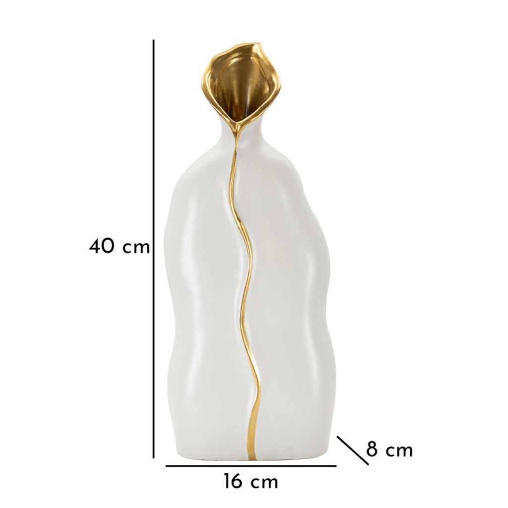 Vaso Decorativo VKH647, Bianco, Ceramica, 16x8x40 cm
