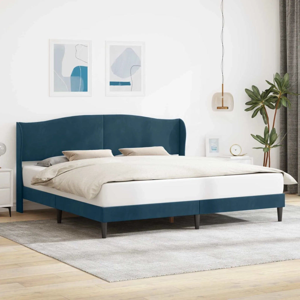 Letto matrimoniale | Letto per adulti | Struttura del letto con testiera Blu 200 x 200 cm Velluto