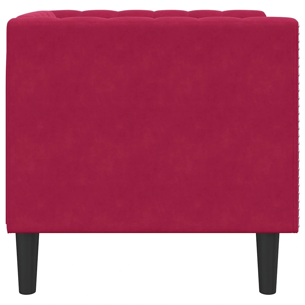 Poltrona Chesterfield Rosso Vino in Velluto 372677