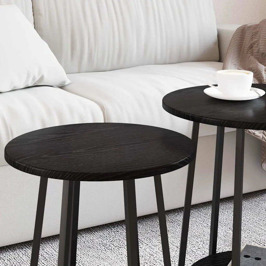Set tavolini con lo scaffale 2 pz | Tavolo laterale Rovere Nero