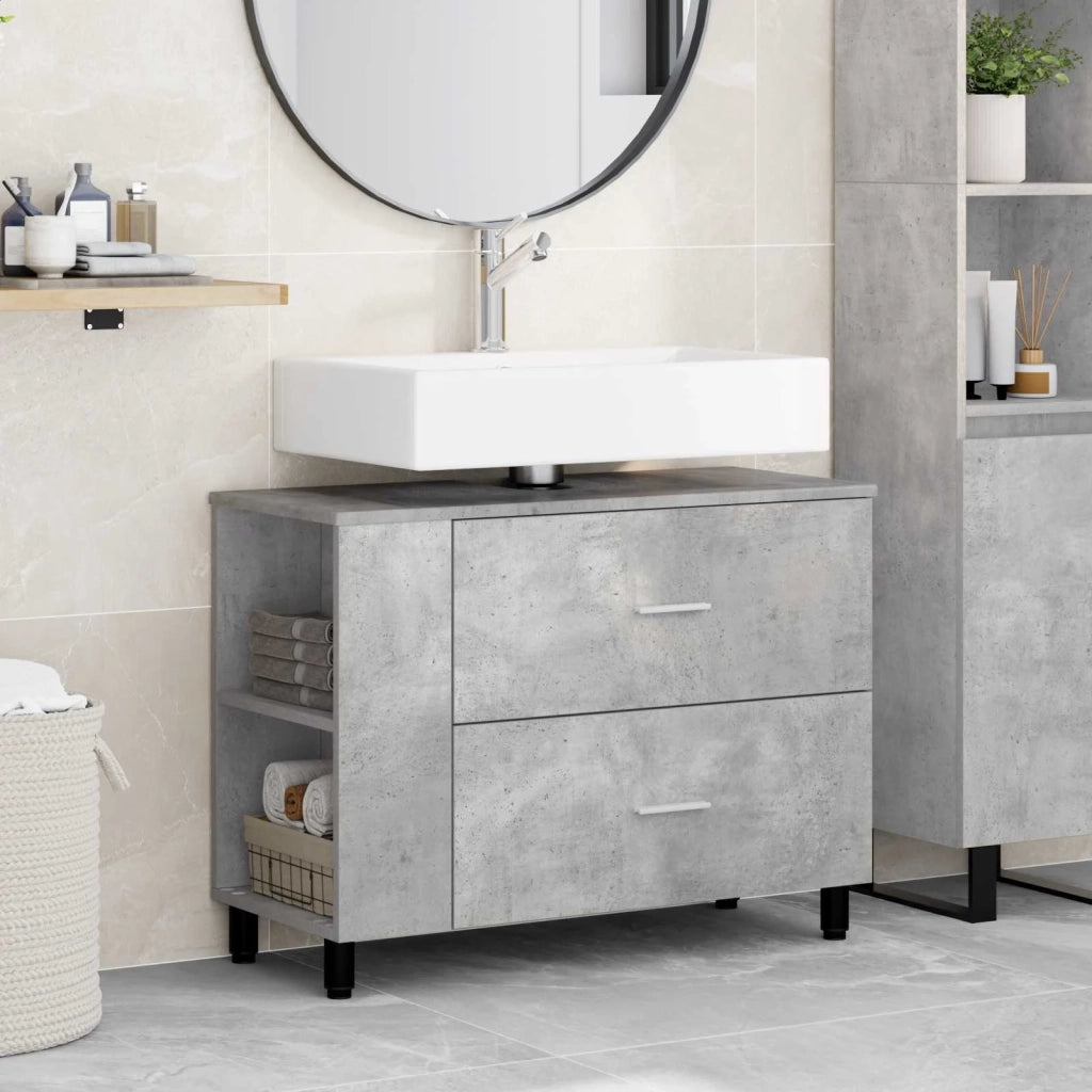 Mobiletto da bagno Grigio Cemento 80 x 35 x 60 cm 889388