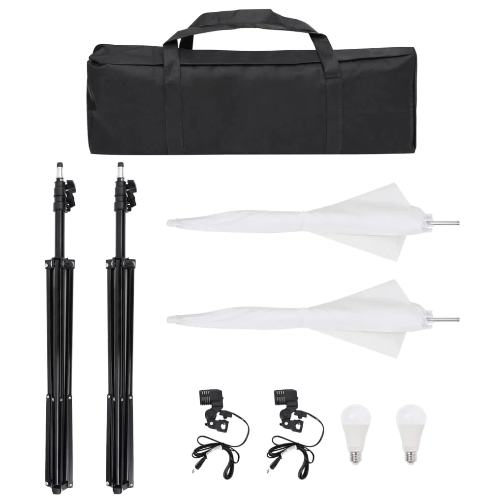 Kit per studio fotografico con illuminazione e fondale nero 02_0042422