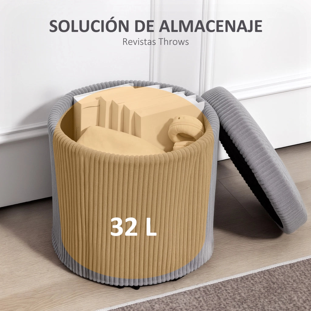 Puff ¨C Minimal ¨C Grigio Chiaro, Pelle, ?40x41 cm