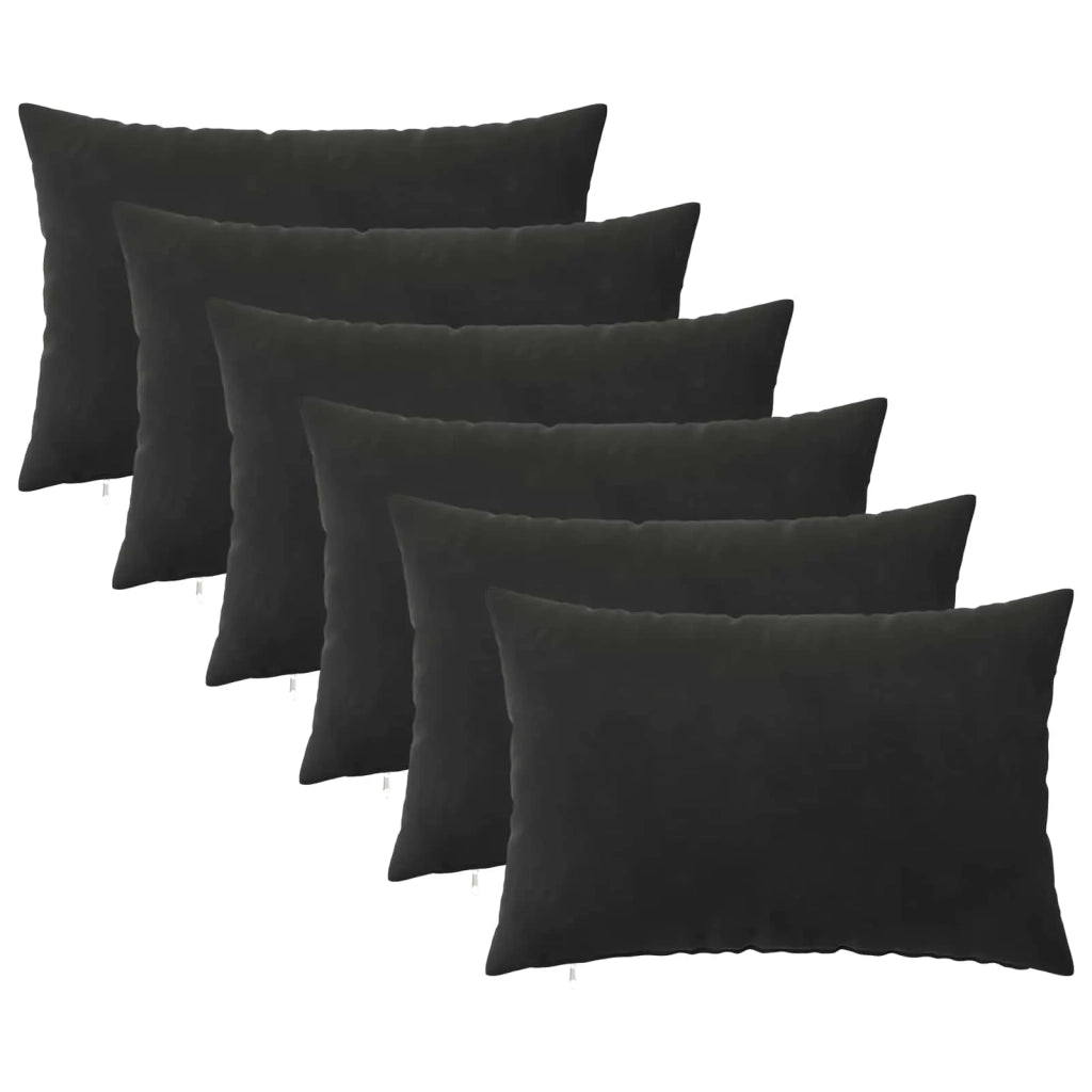 Federa 6 pcs HEERLEN Nero 50 x 75 cm Velluto 911588