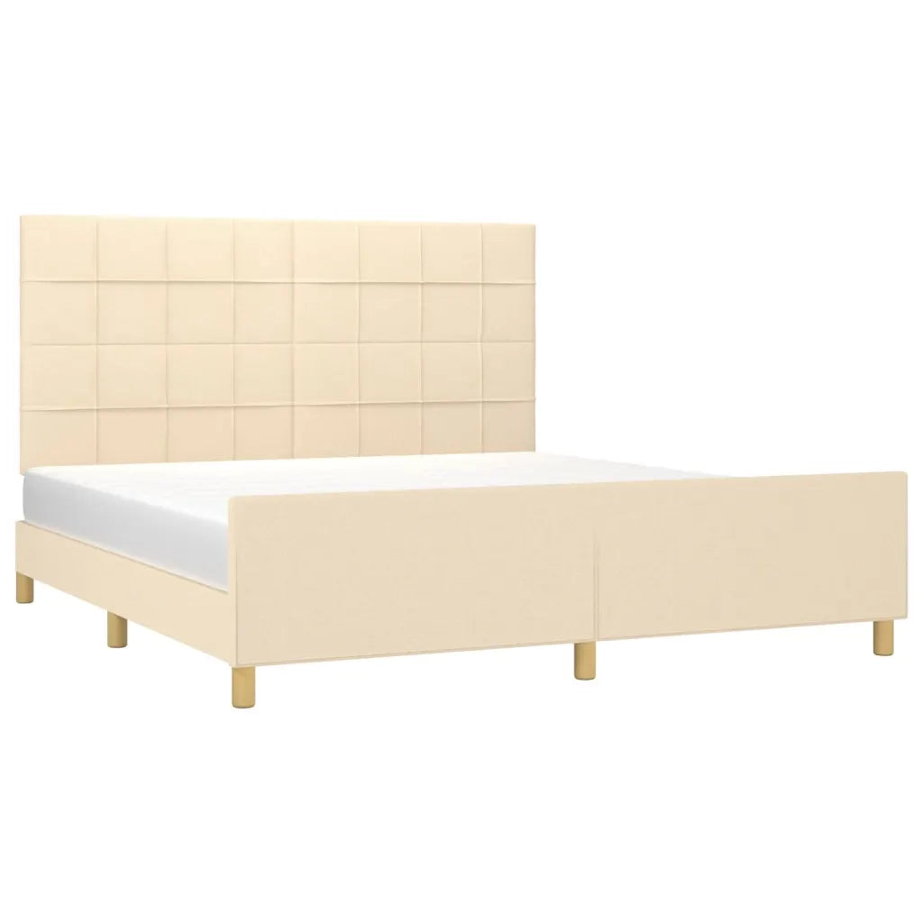 Letto matrimoniale | Letto per adulti | Giroletto senza Materasso Crema 160x200 cm in Tessuto