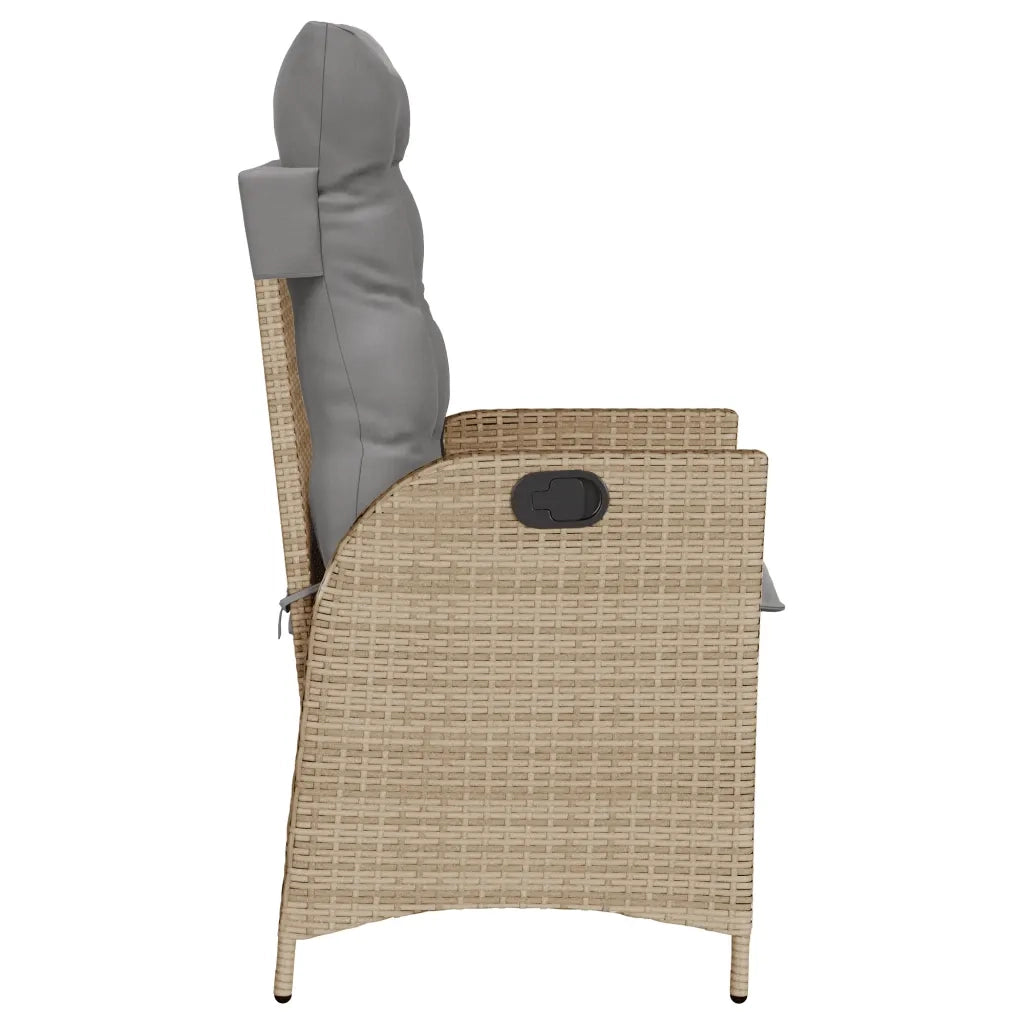 Sedia Reclinabile Giardino con Cuscini Beige Misto Polyrattan 365261