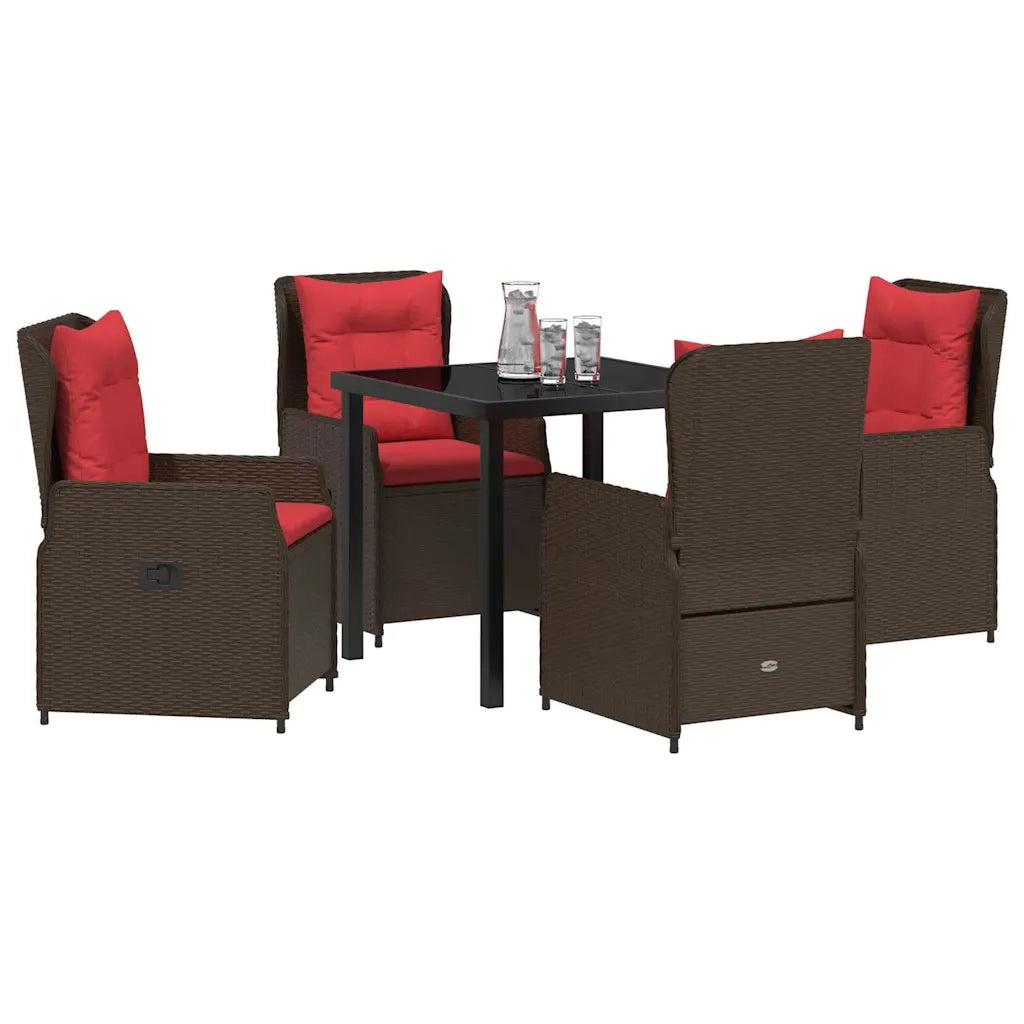 Set da Pranzo per Giardino 5 pcs Marrone Poly Rattan 3381024