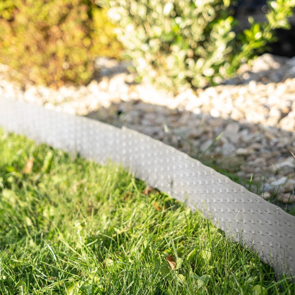 Bordura per prato KADAX, recinzione a palizzata per giardino, recinzione carrabile, grigia, 390 cm, 5 pezzi