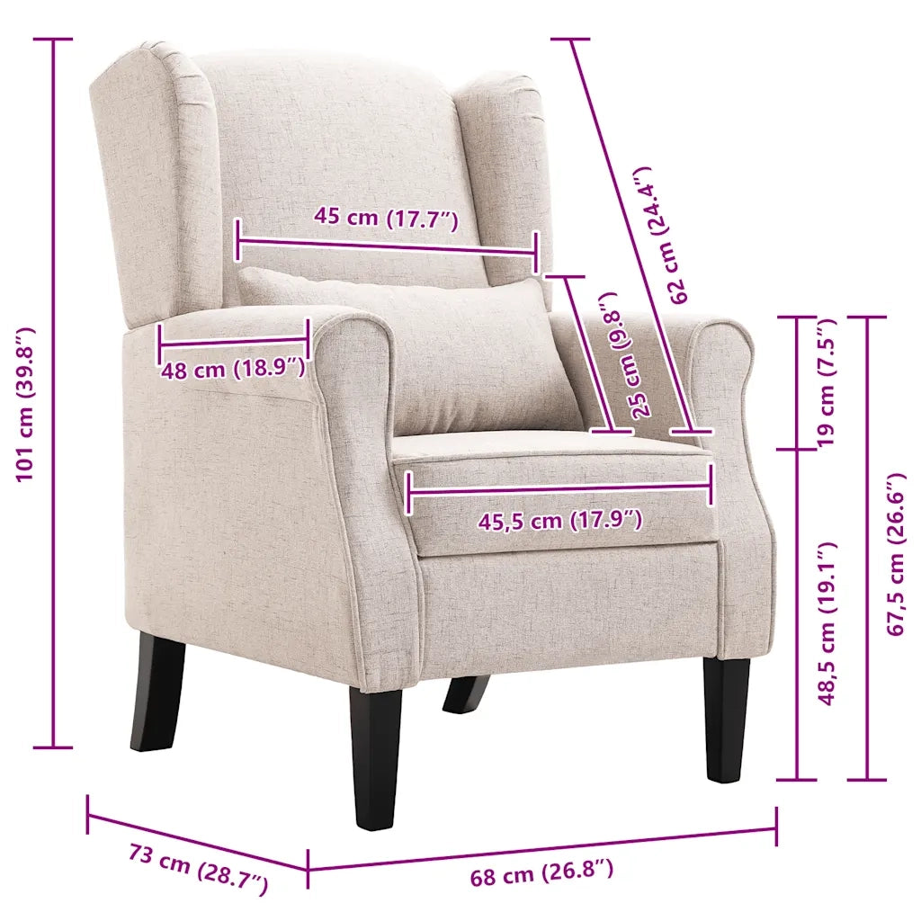 Poltrona | Sedia Relax Beige in Tessuto