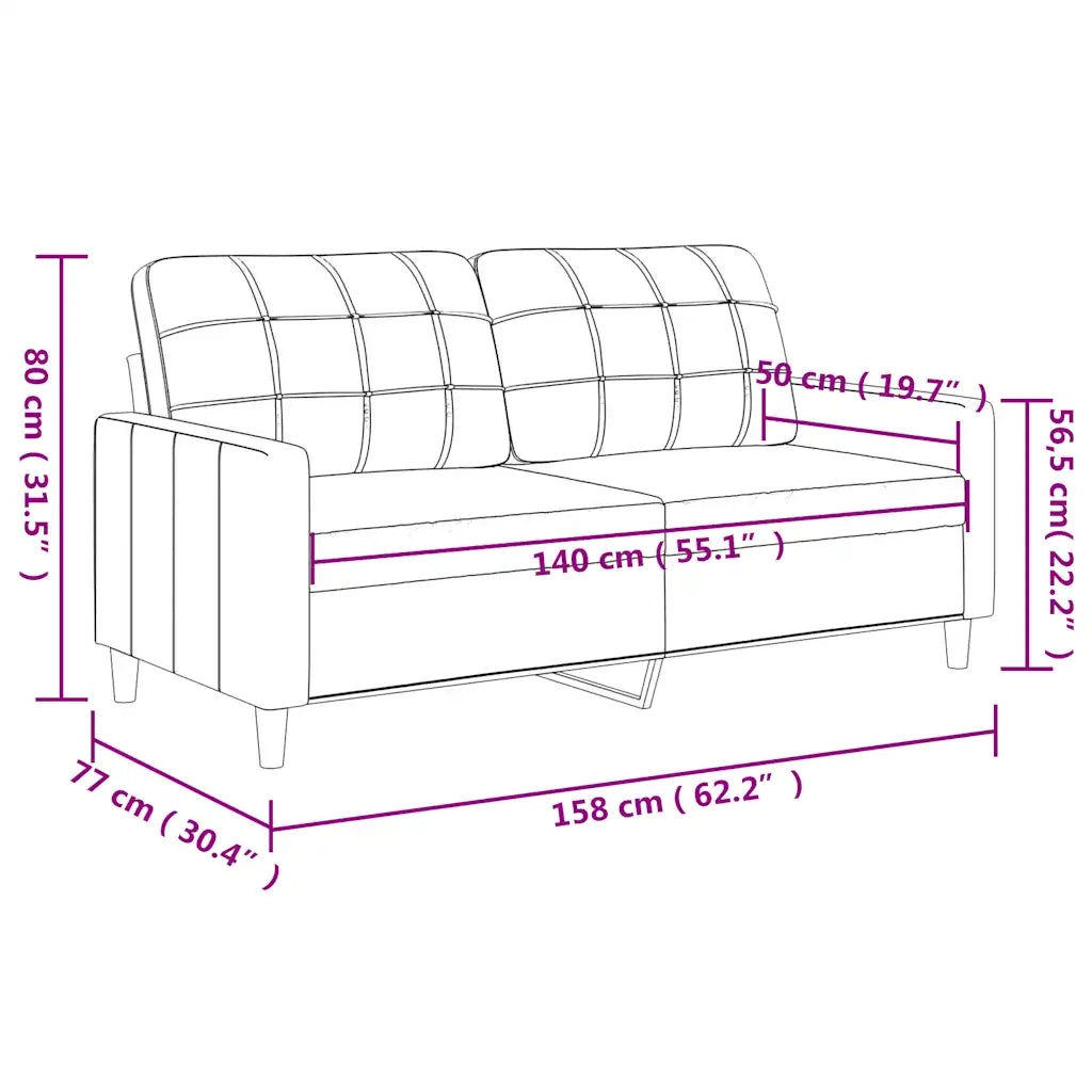 Divano a 2 Posti Crema 140 cm in Similpelle 359118