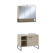 Vicco Set di mobili da bagno Quercia/nero 2 parti