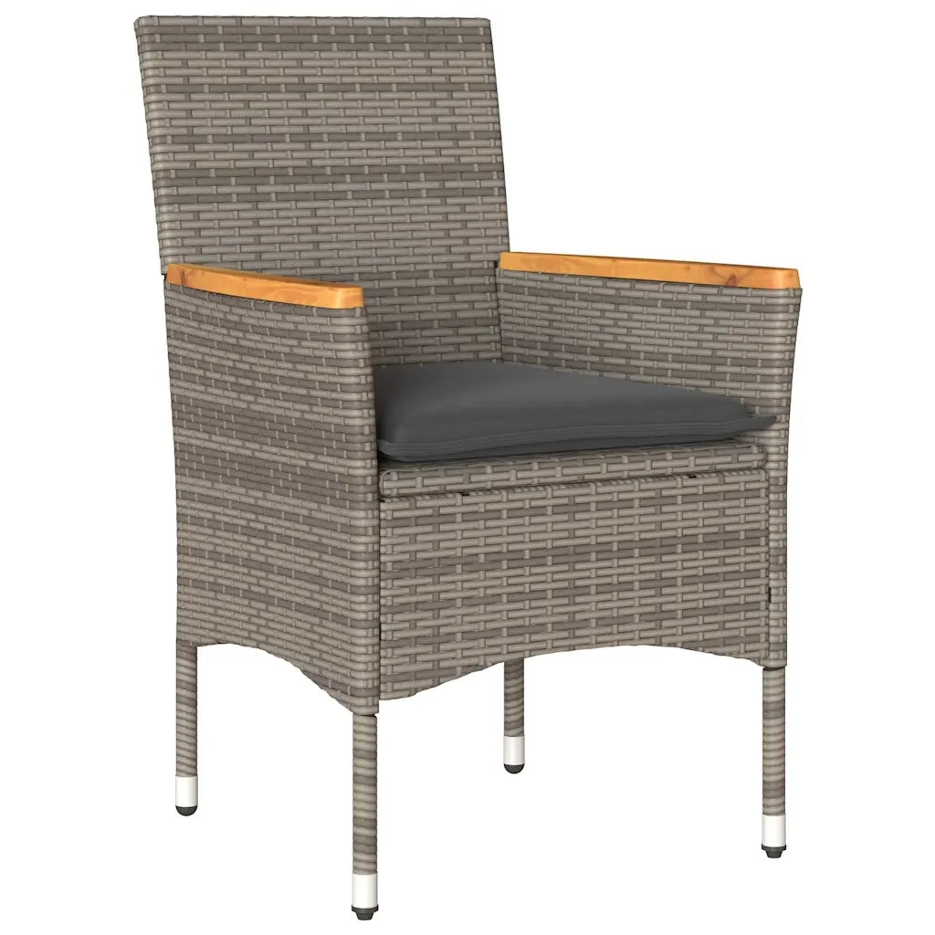 Set da Pranzo da Giardino 3pz | Set Salotto da Giardino con Cuscini in Polyrattan e Vetro