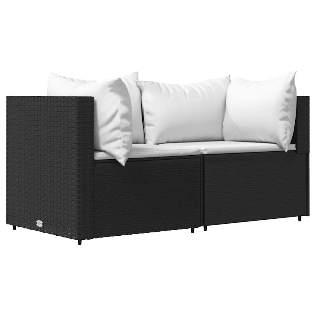 Set Divani da Giardino 3 pz con Cuscini Nero in Polyrattan 319731