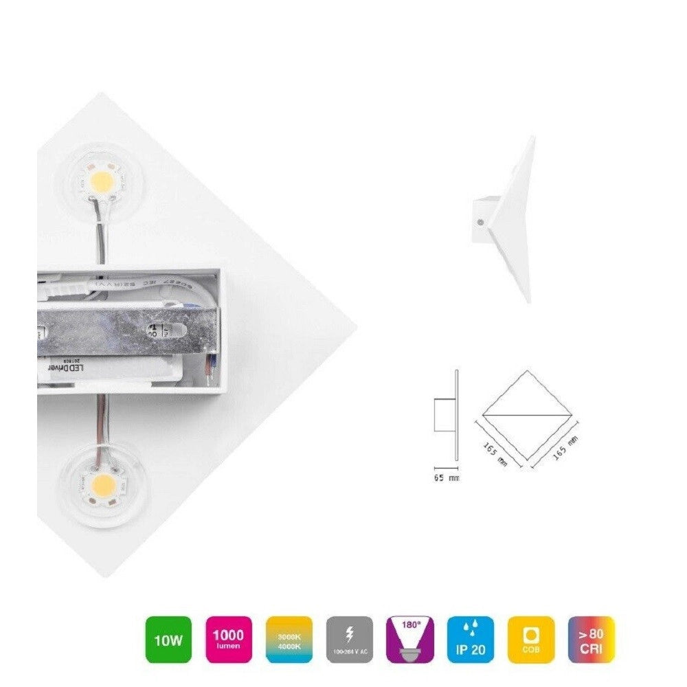 Trade Shop - Applique Da Parete Per Interni Con Led A Luce Bianca Naturale 4000k In Alluminio -