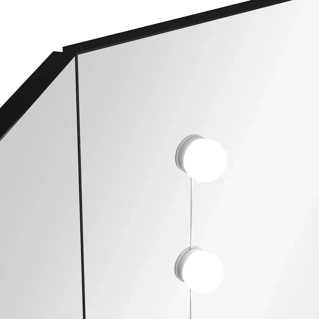 Toeletta | Tavolino da Trucco Angolare con LED Nero 111x54x141,5 cm