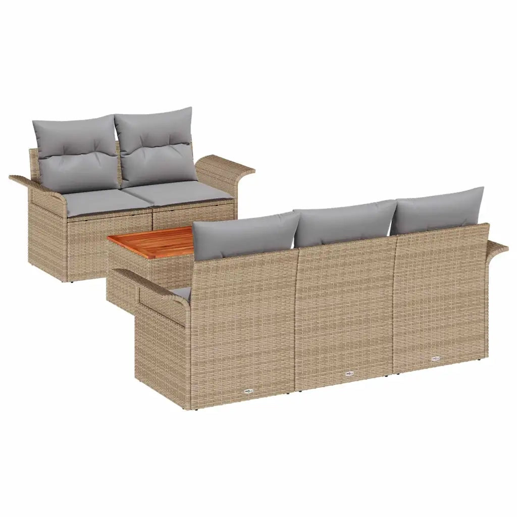 Set Divano da Giardino con cuscino 6 pcs Beige polyrattan 3347266