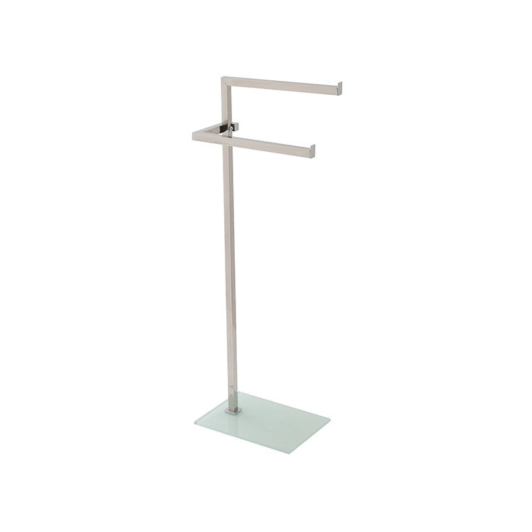 Piantana portasciugamani in acciaio cromato con base in vetro temperato bianca 20x86,5x28 cm Feridras