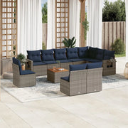 Set Divani da Giardino 11 pz con Cuscini Grigio in Polyrattan 3224619
