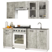 AKORD Set di Mobili da Cucina OLIWIA 180 cm Cemento 180 cm 7 porte 1 cassetto 180x46x203 cm