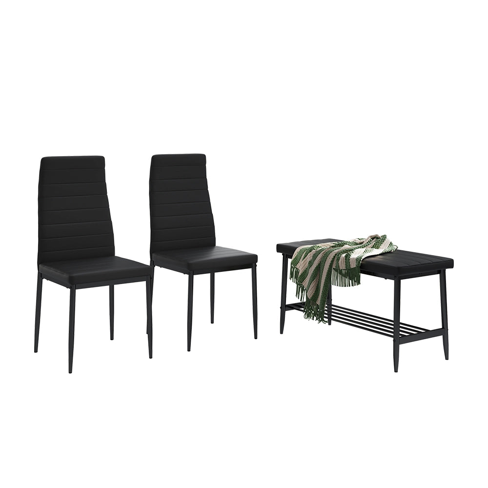 Vicco Panca e sedia Nero 85 x 46.5 cm Set da 3 pezzi