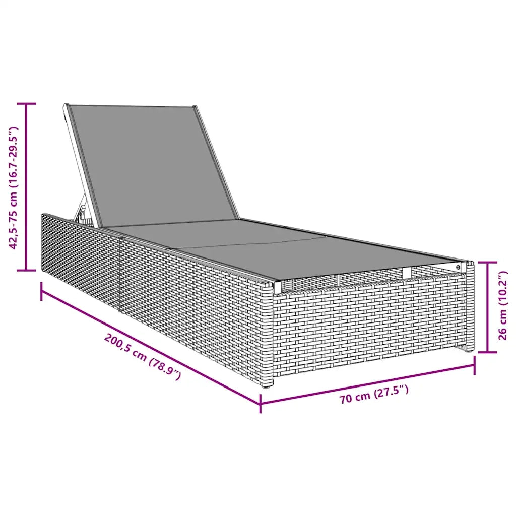 Lettino da sole Beige 200.5 x 70 x 75 cm polyrattan 42004127