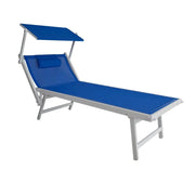 Tempo Style - Lettino Prendisole Blu con Parasole e telaio bianco