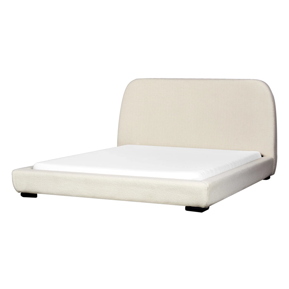 Struttura letto a doghe Beige Chiaro Poliestere Boucle Tessuto imbottito 160 x 200 cm Design classico tradizionale