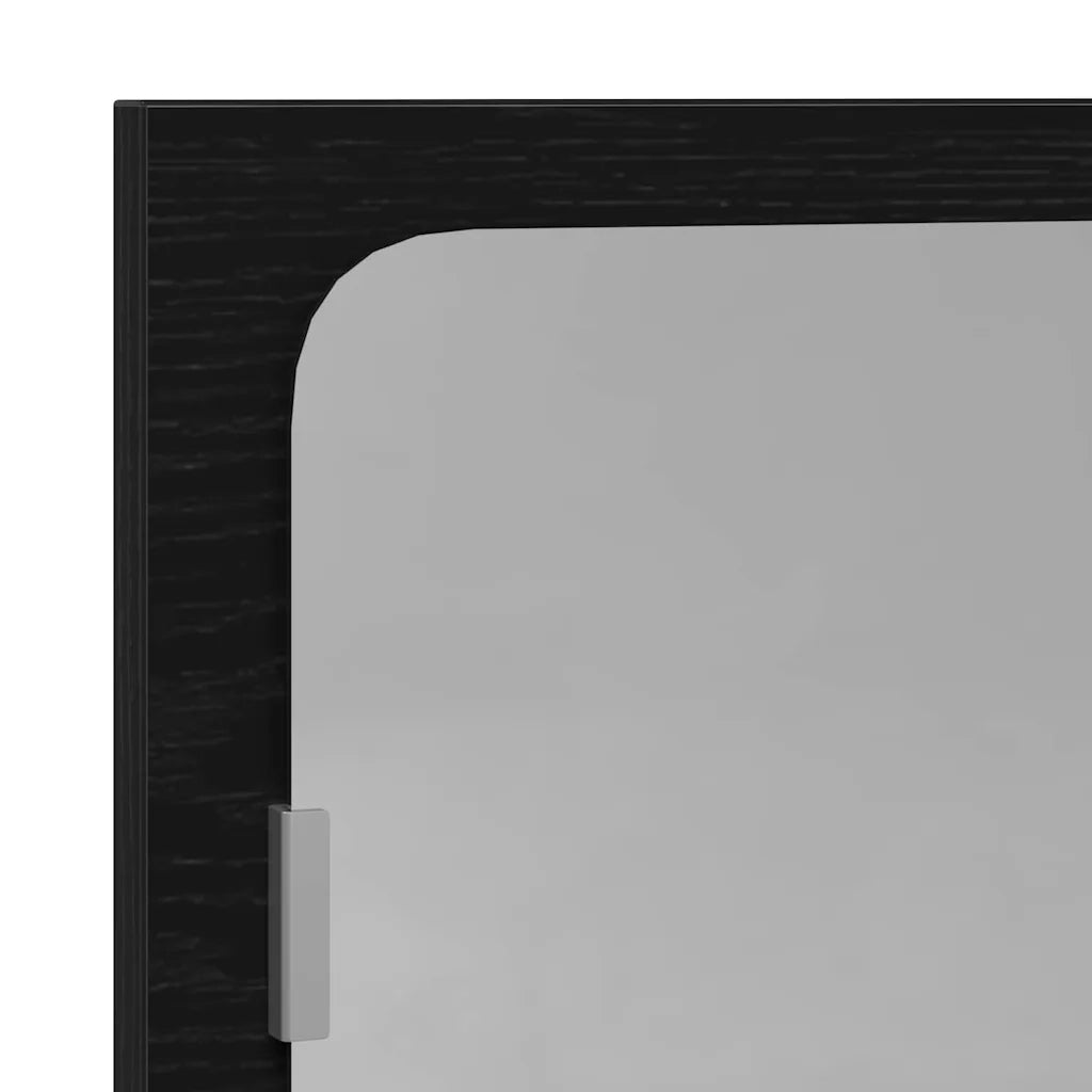 Mensola Specchio con lo scaffale Rovere Nero 90 x 10,5 x 37 cm 862528