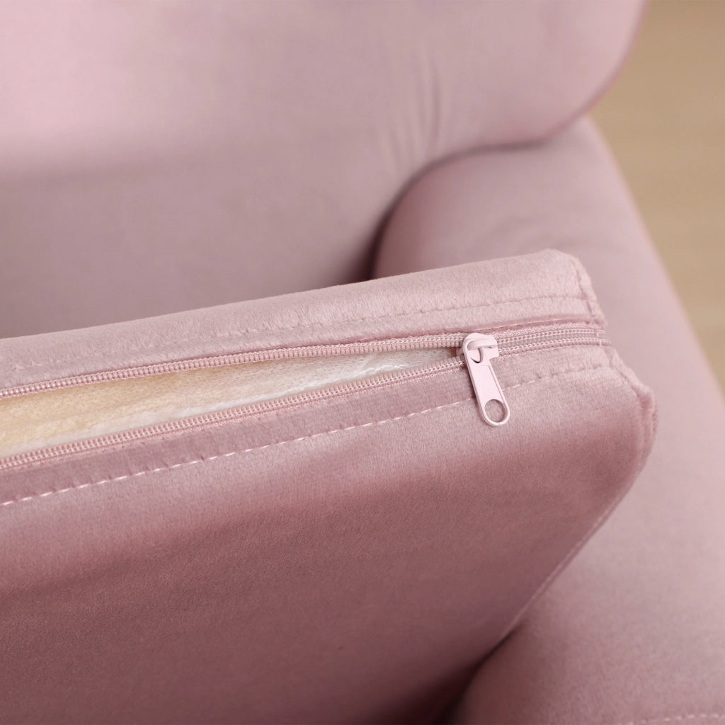 Poltrona per Bambini in Velluto Rosa con Schienale a Corona ¨C Minimal ¨C 50.2x41.9x57.8 cm