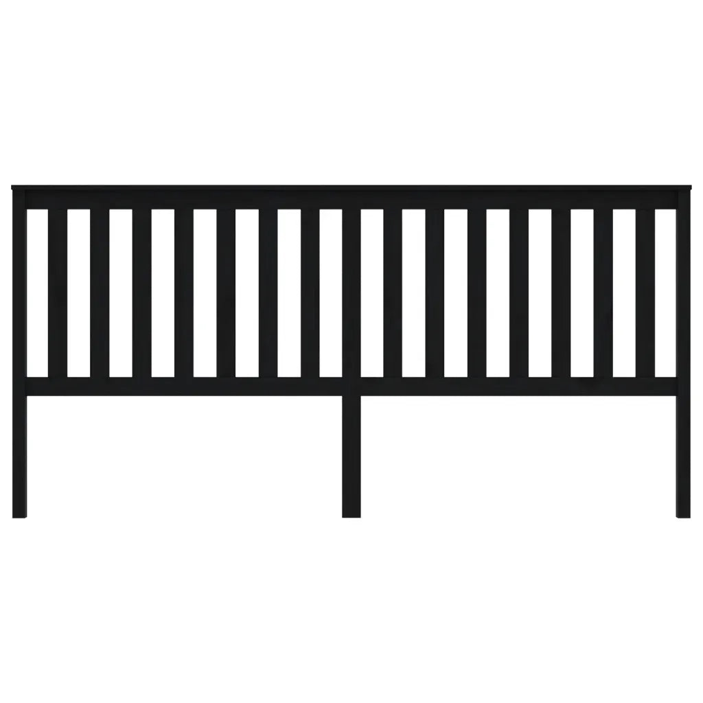 Testiera per Letto Nera 206x6x101 cm in Legno Massello di Pino