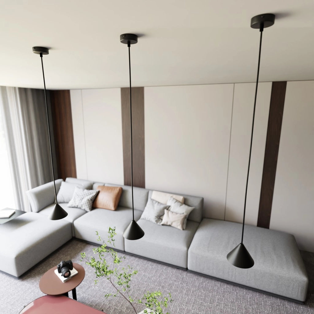 Lampada a sospensione nera conico Ø12 GX53 12W Emibig