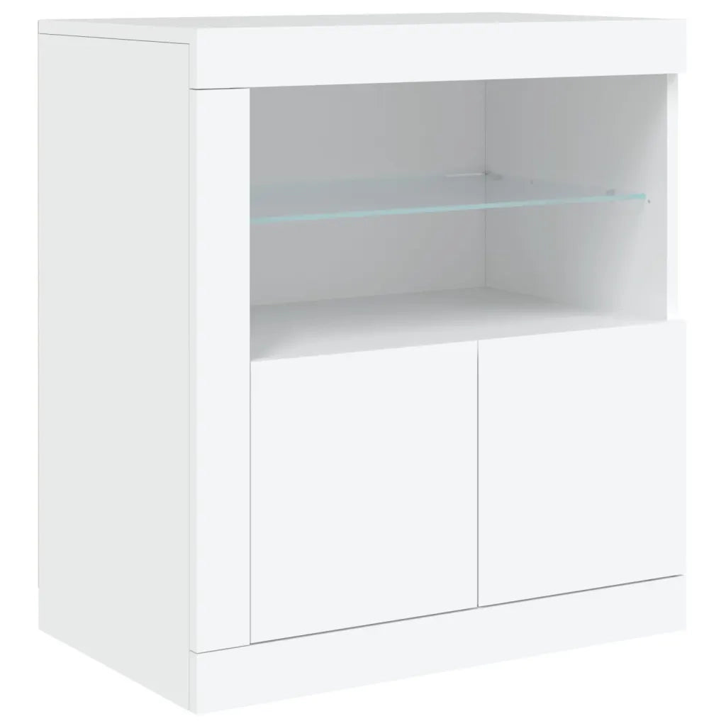 Credenza con Luci LED Bianca 202x37x67 cm 3209009
