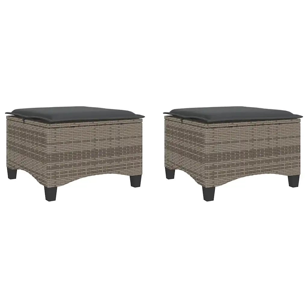 Sgabelli Giardino con Cuscini 2 pz Grigio 55x55x36cm Polyrattan 4108248