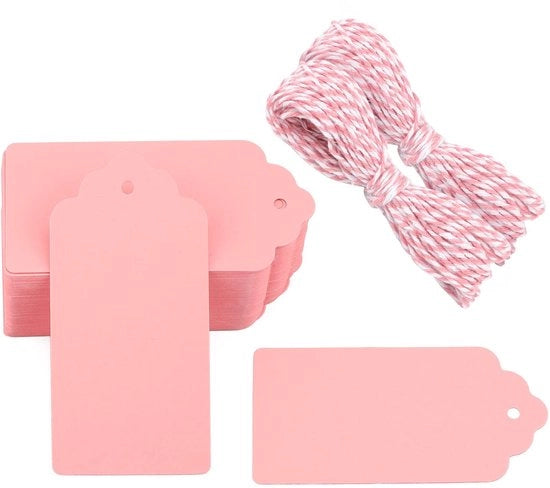 Etichette di carta - Etichette per pacchi - 300 g/m² - colore terra - Hangers con corda di juta - Ideali per regali - 5 x 10 cm