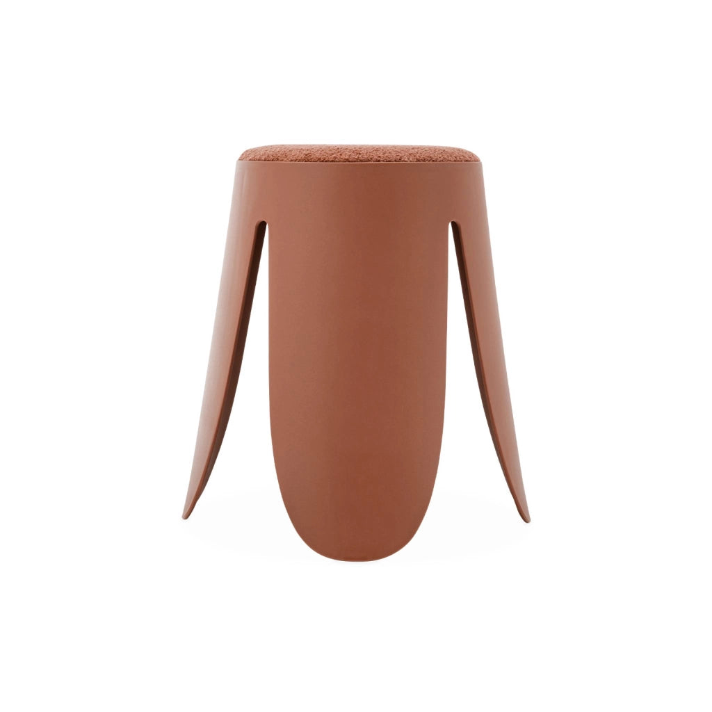 Set 4 sgabelli impilabili in bouclé, terracotta
