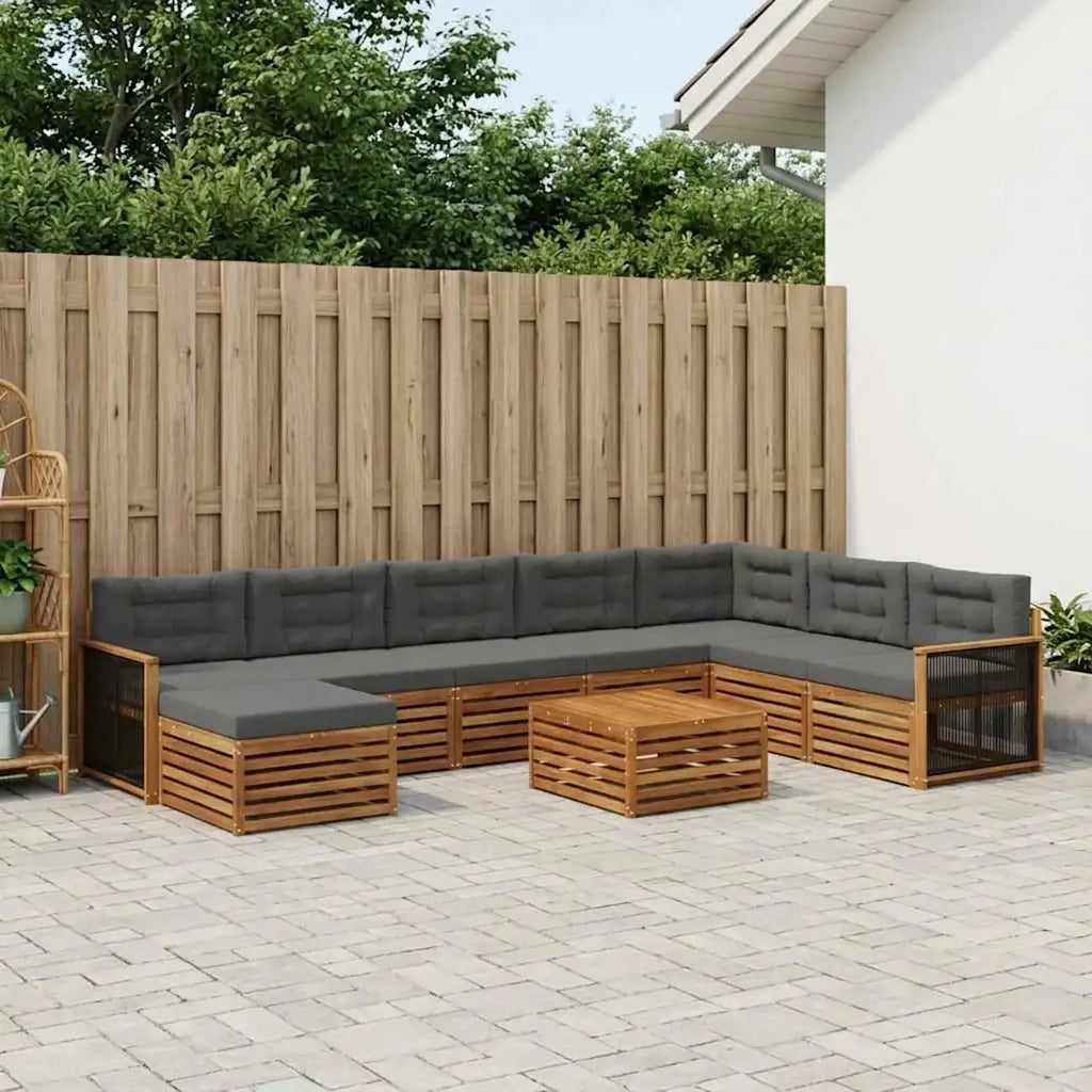 Set di divani da esterno con cuscino 9 pcs Naturale e Antracite 3383745