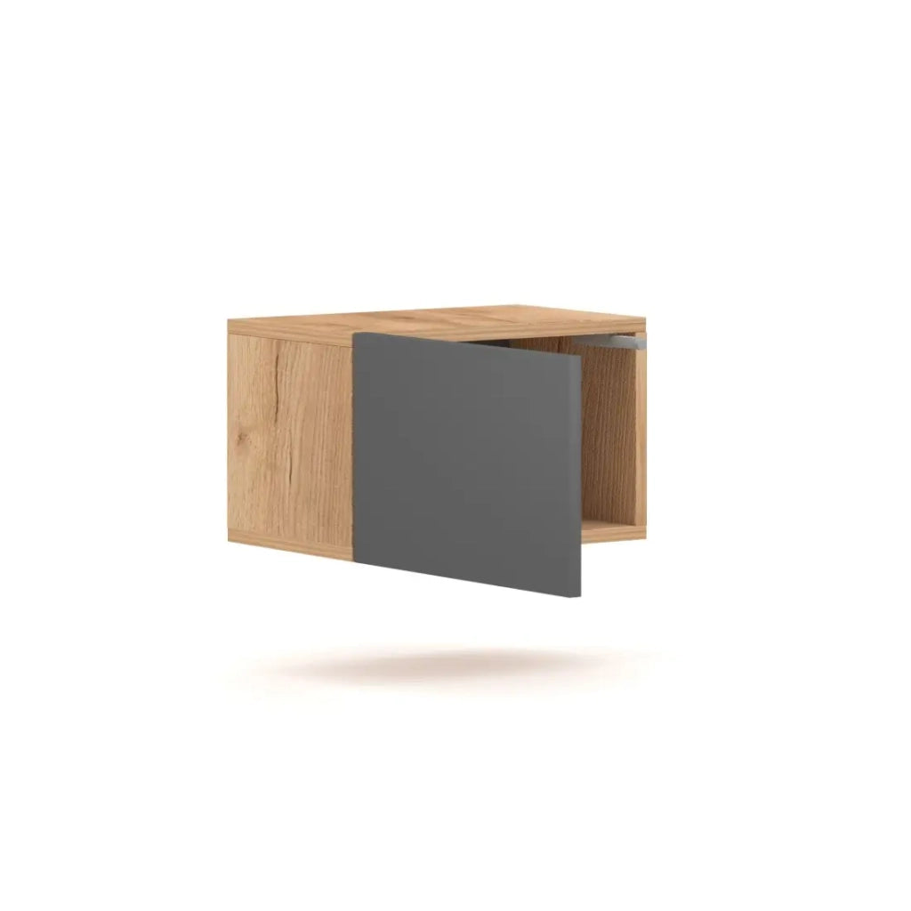 Piccolo mobiletto sospeso BRACA in quercia e grigio antracite 40cm