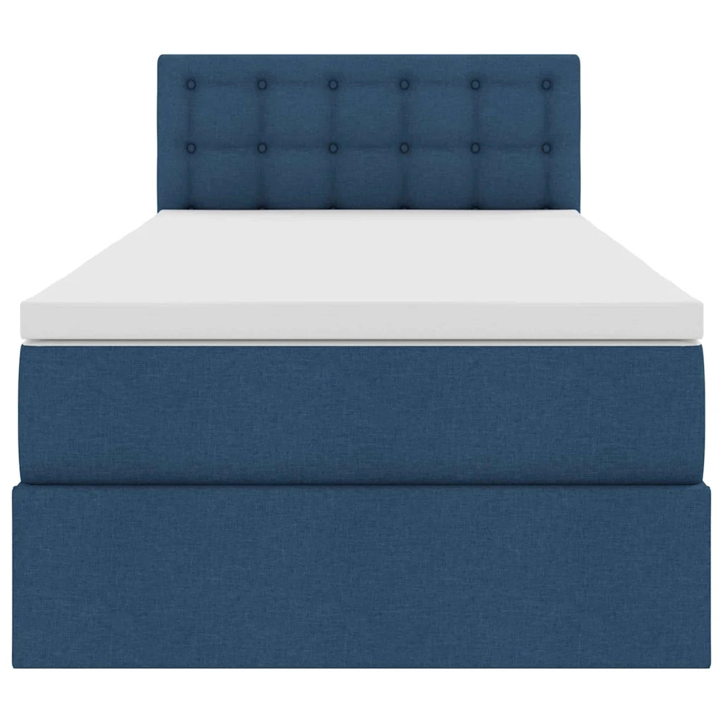 Letto con contenitore e materasso con testiera Blu 100 x 200 cm