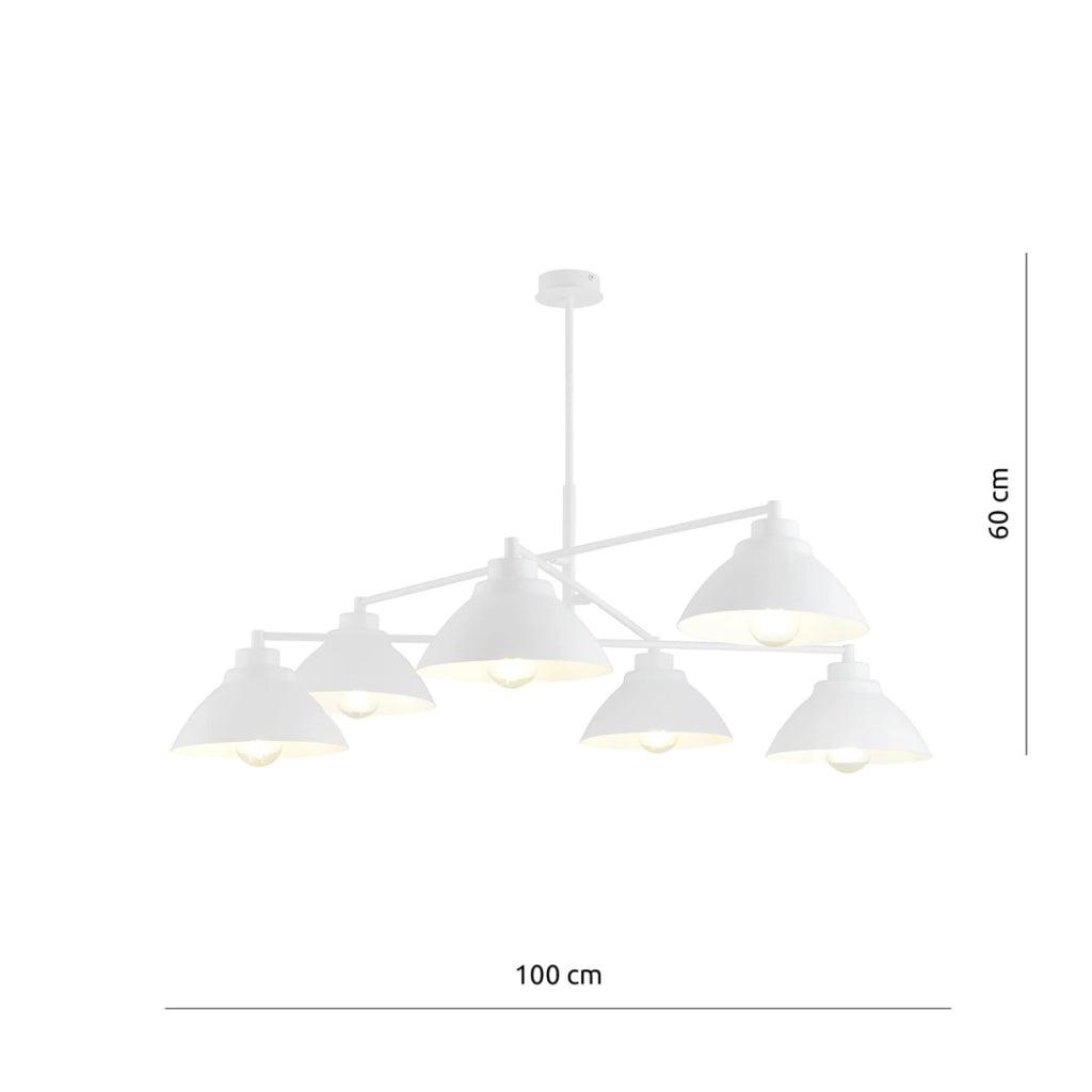 Lampadario Maverick 6 luci bianco Emibig 100 cm E27