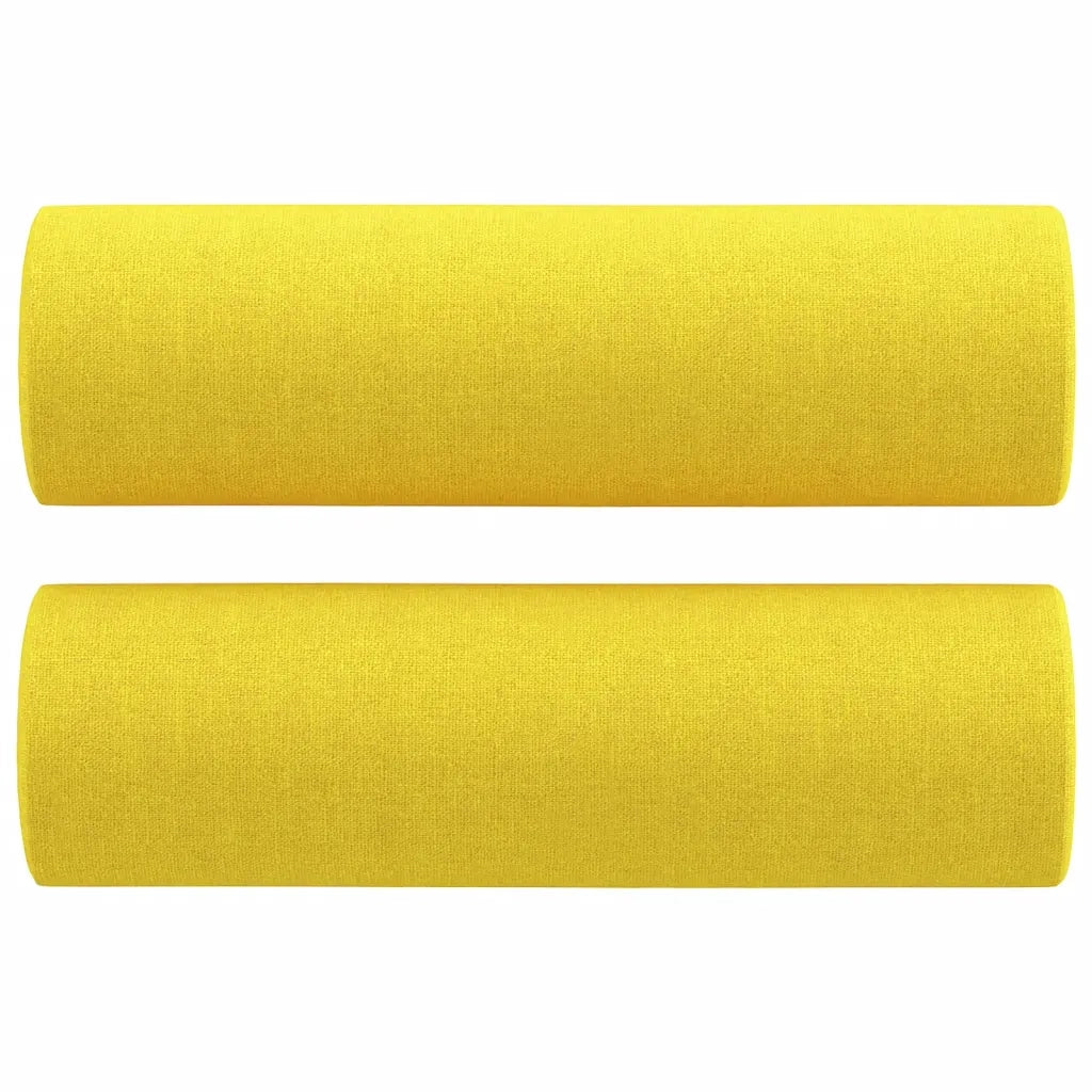 Divano a 2 Posti con Cuscini Giallo Chiaro 120 cm in Tessuto