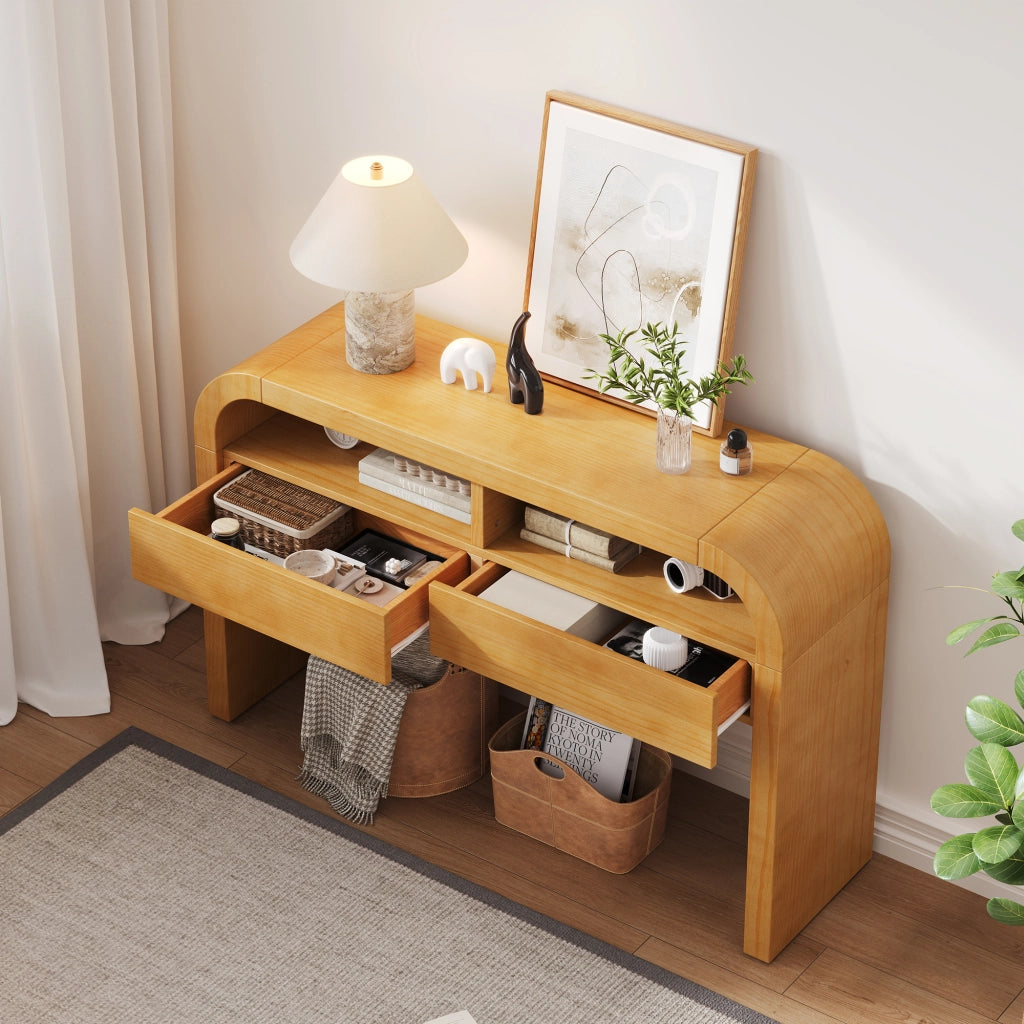 Consolle Ingresso con Cassetti e Ripiani ¨C Xylo ¨C Slim, Legno, Naturale