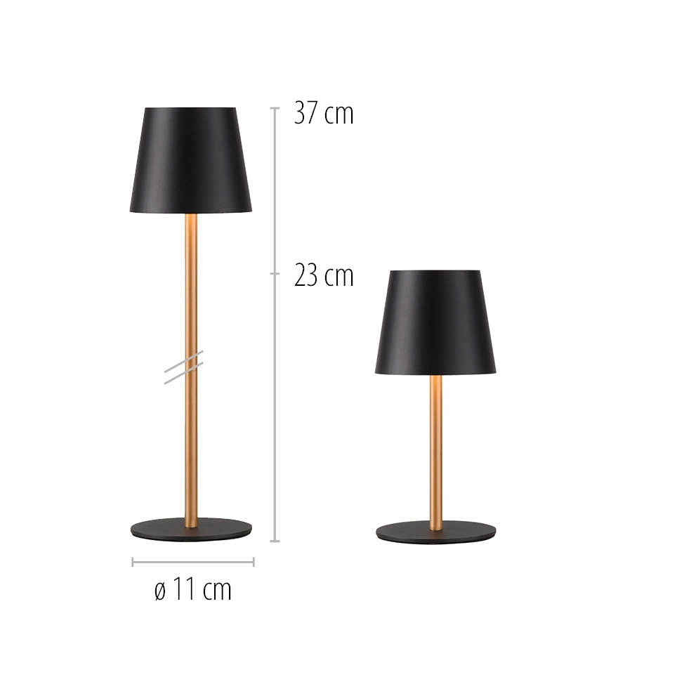 Lampada da tavolo wireless touch nero/ottone LED IP54 EURIA
